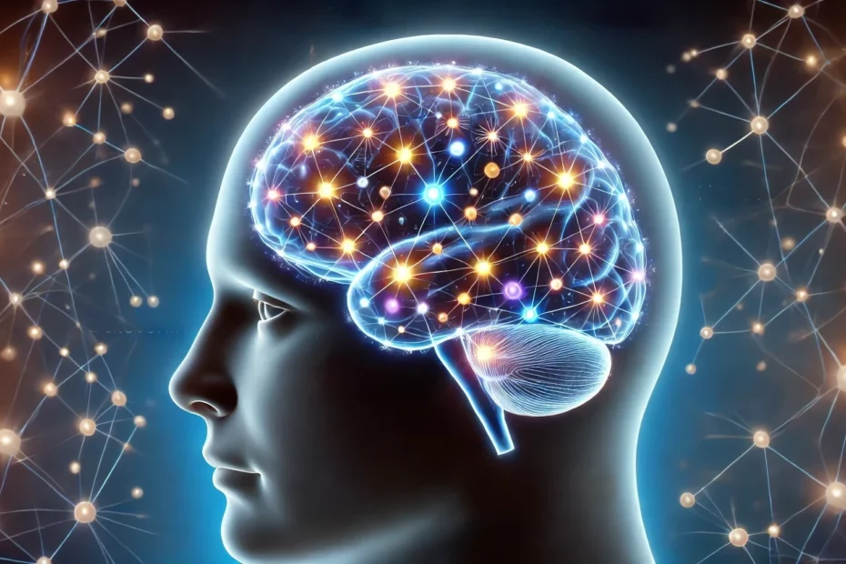 A human brain with glowing neural pathways symbolizing the effects of kratom on neurotransmitters, cognitive function and brain activity.