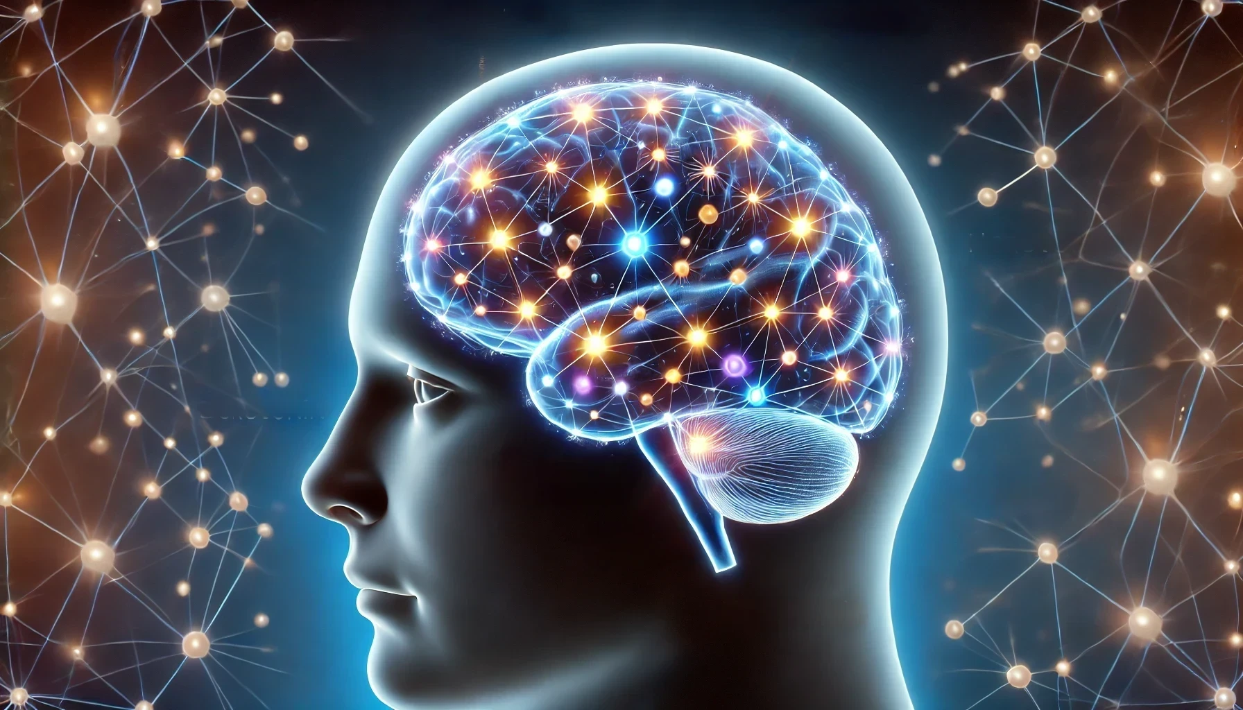 A human brain with glowing neural pathways symbolizing the effects of kratom on neurotransmitters, cognitive function and brain activity.