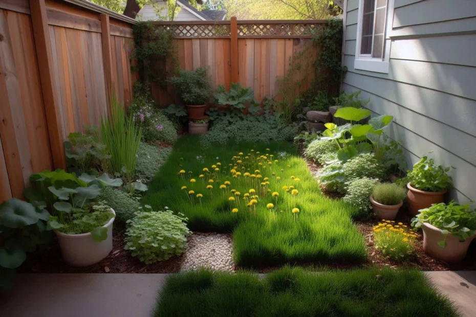 Small garden with medicinal plants in your backyard and greenery